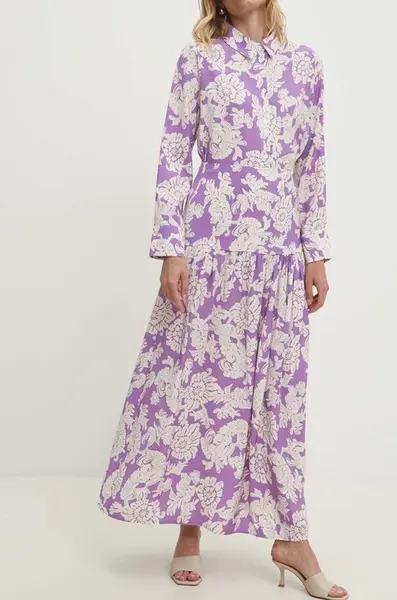 Sukně Answear.LAB fialová barva, maxi, áčková