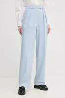 Kalhoty Tommy Hilfiger dámské, modrá barva, široké, high waist