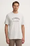 Bavlněné tričko Iceberg šedá barva, s potiskem