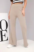 Kesi Włoski Dámské kalhoty máslíčko s rozšiřující nohavicí fango