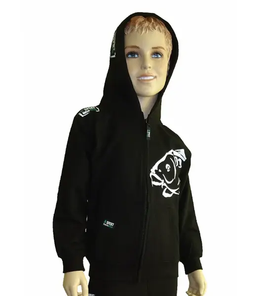 R-spekt dětská mikina zipová s kapucí carper kids black - 5-6 let