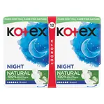 KOTEX Natural Dámske hygienické vložky Night 12 kusov