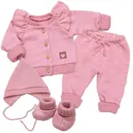 Rastúca pletená sada 4D Girl s volánikom Love, ružová