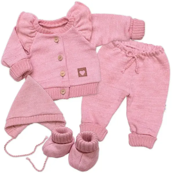 Rastúca pletená sada 4D Girl s volánikom Love, ružová