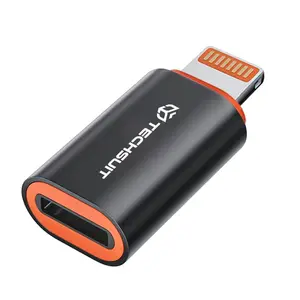 Techsuit Premium OTG adaptér HyperPort (A3) USB-C - Lightning, černooranžový