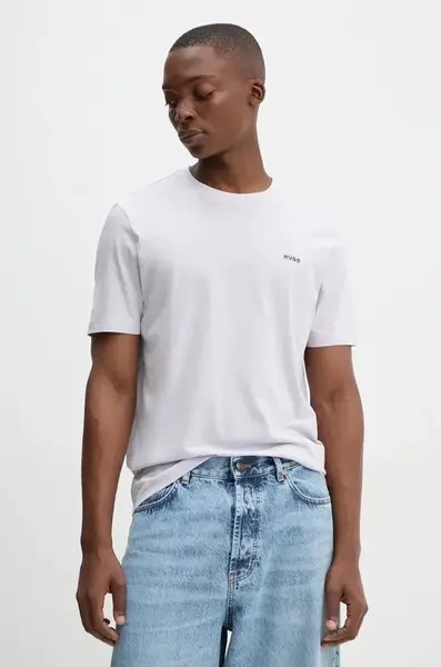 Bavlněné tričko HUGO Dero222 růžová barva, 50466158