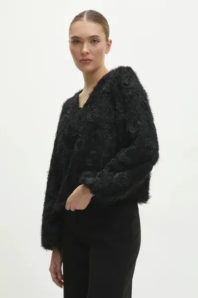 Halenka Answear.LAB dámská, černá barva, s aplikací