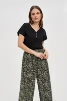 Marisse Black Cotton Button-Up Blouse