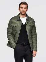 Ombre Men's quilted jacket in shirt cut - olive