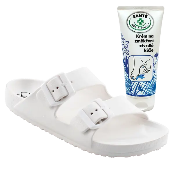 SANTÉ Dámské pantofle EB/2025 WHITE v.36 + krém na změkčení kůže
