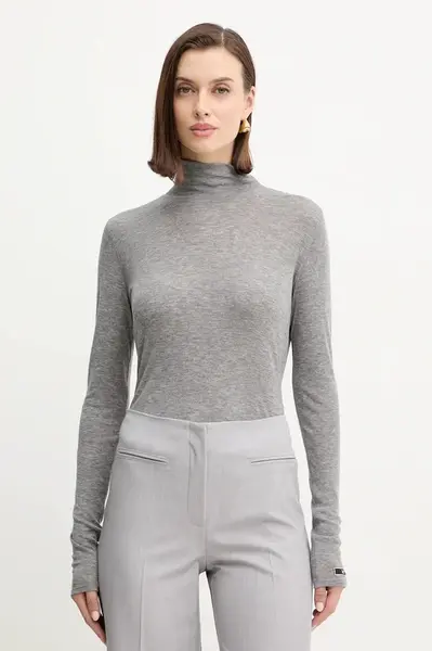 Svetr s příměsí vlny Elisabetta Franchi šedá barva, MD61B56E2