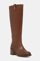 Kožené kozačky Tommy Hilfiger RIDING LTHR LONG BOOT BLOCK HEEL