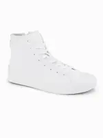 Ombre Men's high-top sneakers with zipper for easy on - white