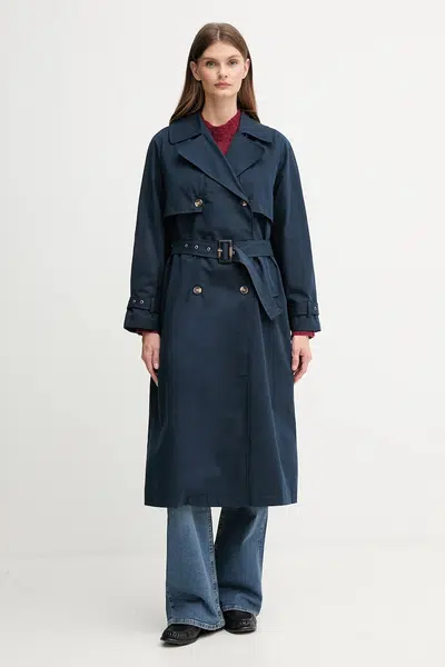 Trench kabát Pepe Jeans tmavomodrá barva, PL4024349