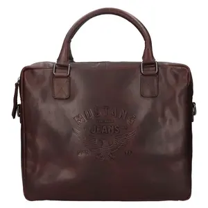 Pánska kožená taška na notebook Mustang Mone - hnedá