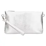 Dámska kožená plesová listová kabelka Italia Tea - strieborná