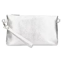 Dámska kožená plesová listová kabelka Italia Tea - strieborná