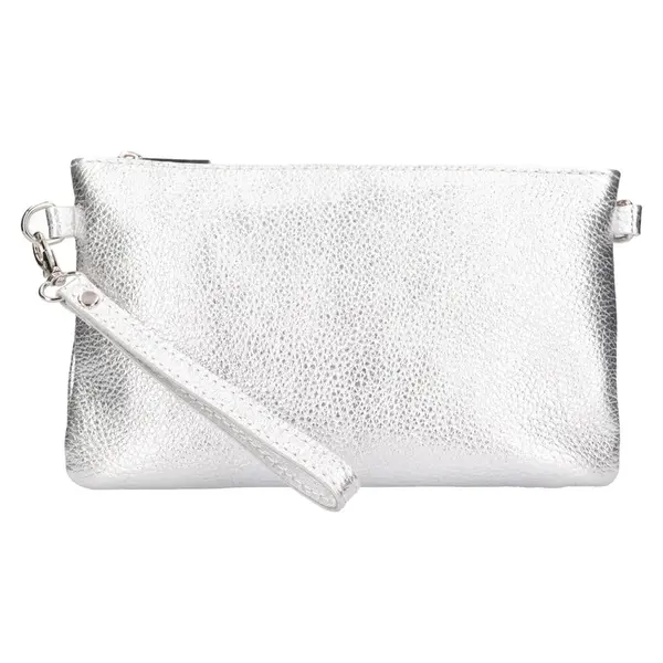 Dámska kožená plesová listová kabelka Italia Tea - strieborná