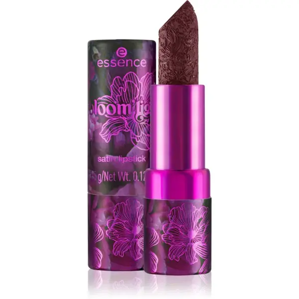 essence in the bloom'light saténový rúž odtieň 01 Kisses At Midnight 3,5 g