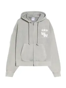 Bershka Tepláková bunda  sivá / biela