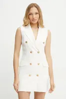 Lněné šaty Elisabetta Franchi bílá barva, mini, AB85352E2