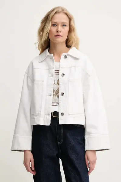 Bavlněná bunda Mos Mosh bílá barva, oversize, 168190