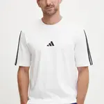 Bavlněné tričko adidas Essentials bílá barva, s aplikací, JW1952