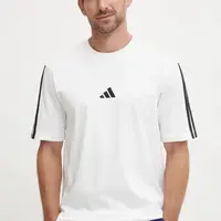 Bavlněné tričko adidas Essentials bílá barva, s aplikací, JW1952