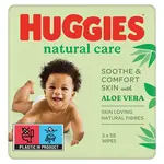 HUGGIES Dětské vhčené ubrousky Natural Aloe Vera Triplo 3x56 kusů
