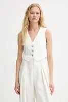 Džínová vesta Morgan bílá barva, jednořadá, COKABI