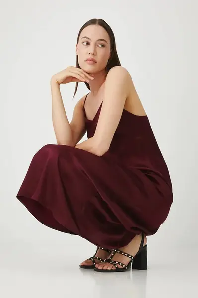 Šaty Medicine vínová barva, midi