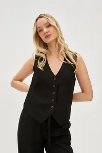 Marisse Black Linen Vest