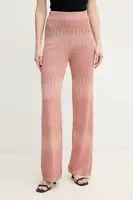 Kalhoty OUI dámské, růžová barva, jednoduché, high waist, 92116