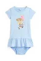 Dětské bavlněné šaty Polo Ralph Lauren modrá barva, mini, 310964042002