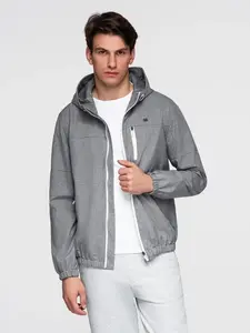 Ombre Men's lightweight sports jacket with fleece lining - gray