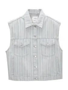 Pull&Bear Vesta  svetlomodrá / biela