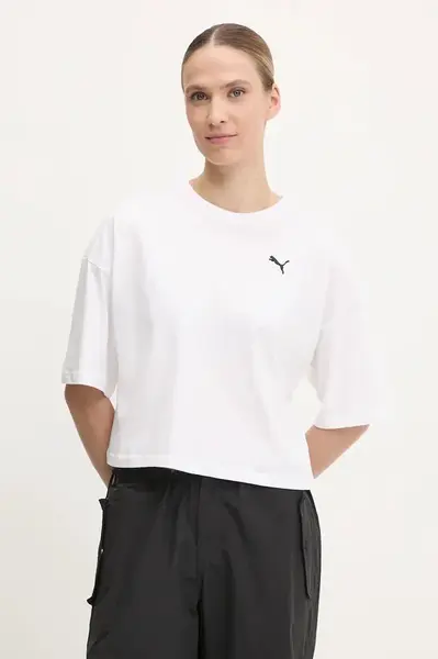 Bavlněné tričko Puma dámské, bílá barva, 629743