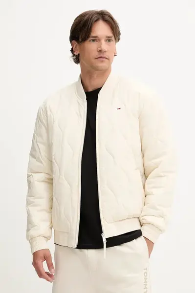 Bomber bunda Tommy Jeans béžová barva, přechodná, DM0DM21685