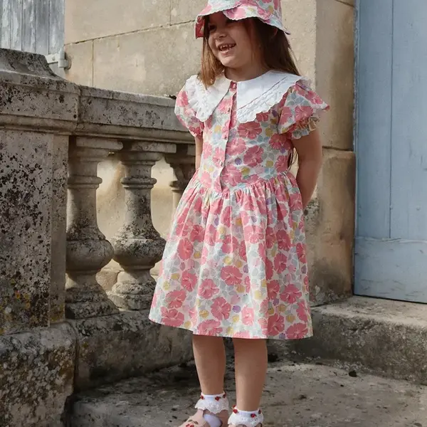 Dětské bavlněné šaty Konges Sløjd COEUR COLLAR DRESS GOTS růžová barva, mini, KS102649