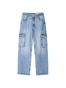 Bershka Rifľové kapsáče  modrá denim
