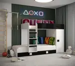 Dětský pokoj Toledo 2A Barva korpusu: Bílá, Dveře: Černé