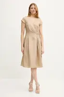 Šaty s příměsí lnu Twinset béžová barva, mini, 251TT2072