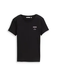 TOM TAILOR DENIM Tričko  orgovánová / čierna