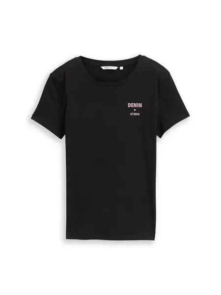 TOM TAILOR DENIM Tričko  orgovánová / čierna