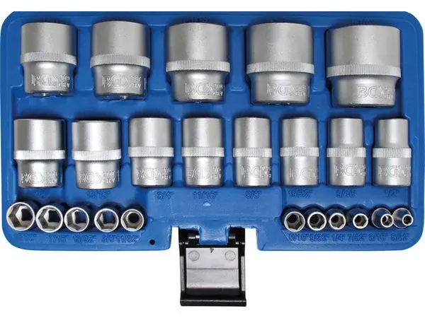 BGS Technic BGS 2246 Nástrčné hlavice 1/4" a 1/2" šestihranné, palcové 5/32" ÷ 1 1/4". Sad