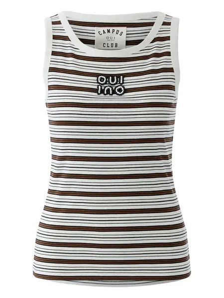 OUI Top  tmavohnedá / biela