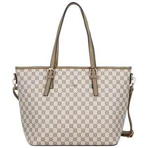 Trendy dámská koženková kabelka na rameno Elina, tmavě béžová