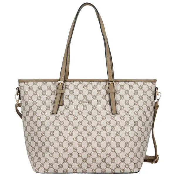 Trendy dámská koženková kabelka na rameno Elina, tmavě béžová