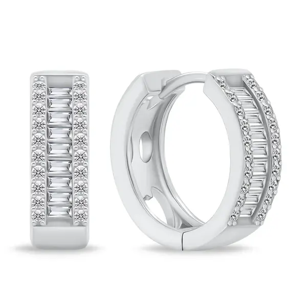 Brilio Silver Třpytivé stříbrné kruhy se zirkony EA475W