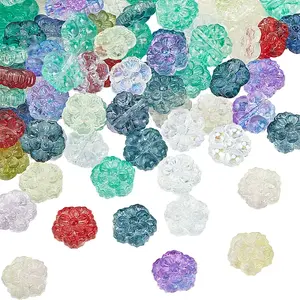 100Pcs Spray Painted Transparent Glass Beads